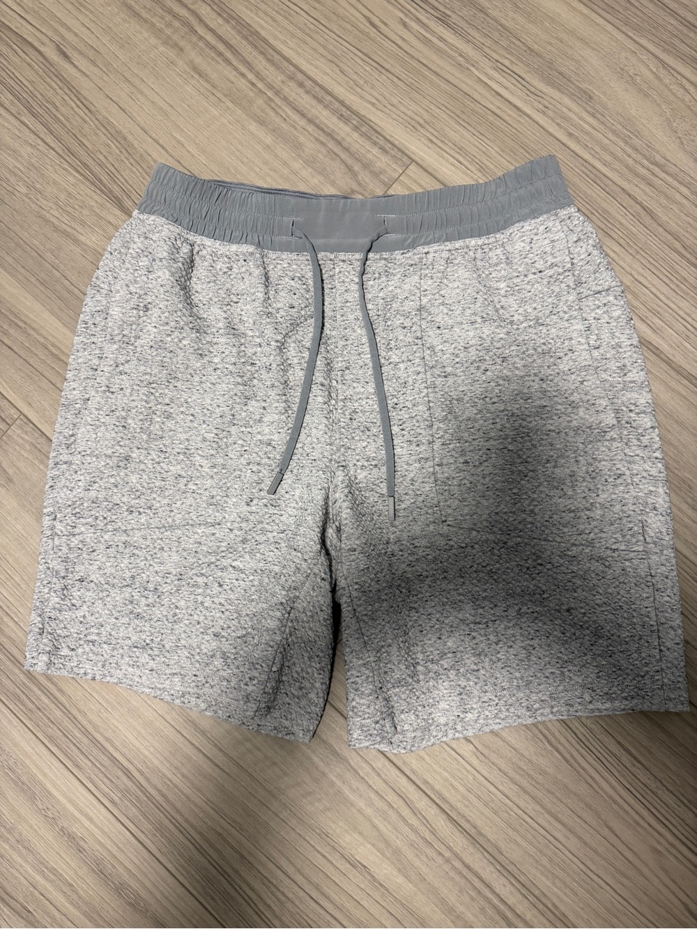 lululemon athletica Heather Light Gray Knit Drawstring Shorts